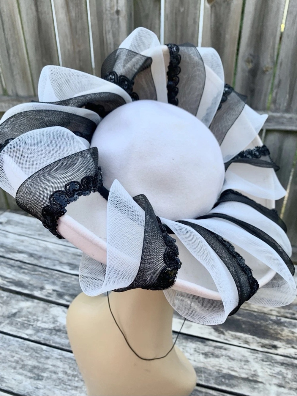Vintage Deborah NY Crinoline Halo Saucer Wedding Derby Church Hat - Picture 5 of 6